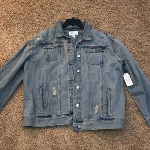 distressed light blue jean jacket